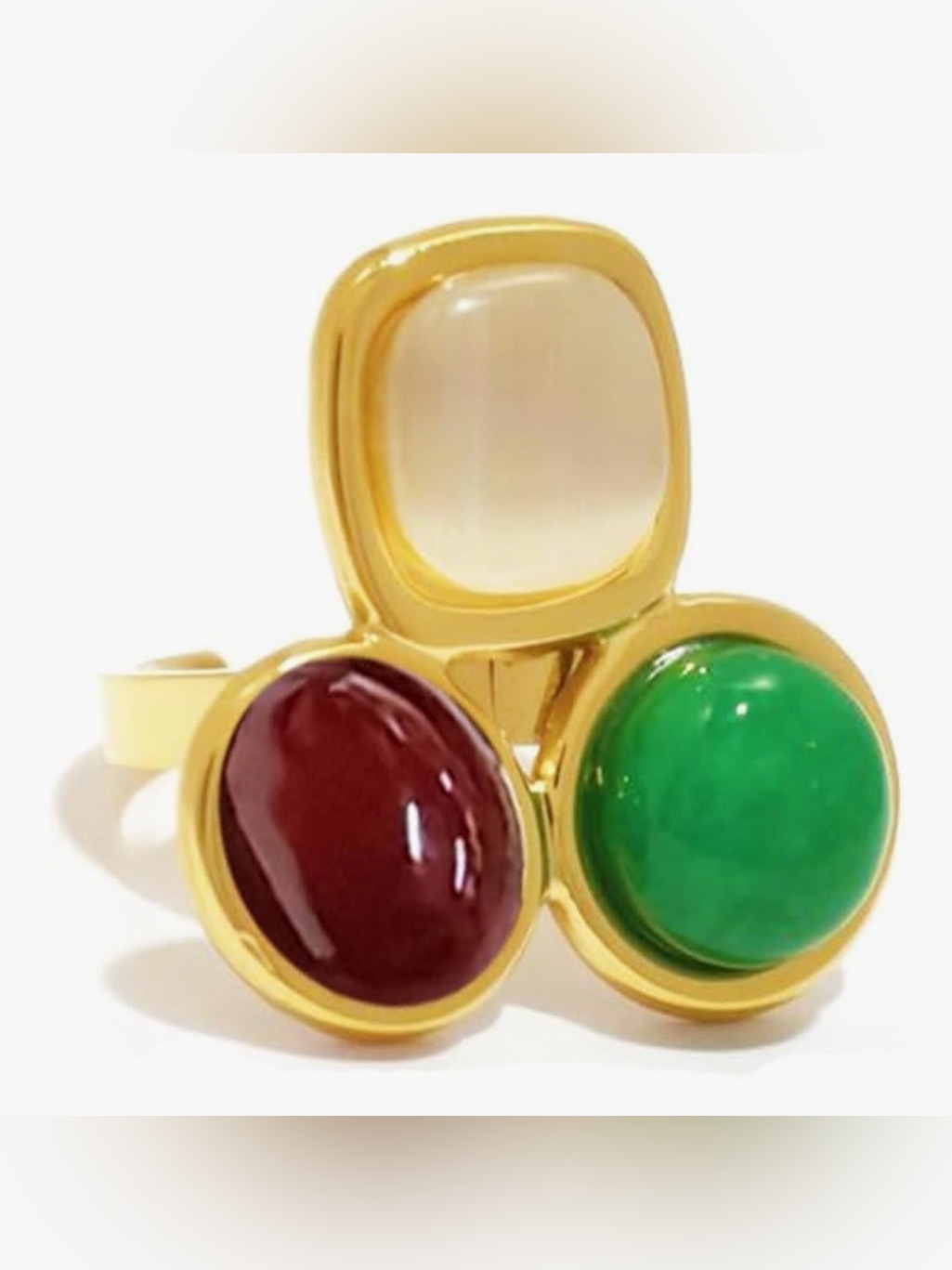 Beautiful 18kt Dip Lord & Taylor Raw Jelly Gemstone Geometric Adjustable Ring